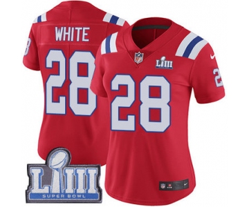 #28 Limited James White Red Nike NFL Alternate Women's Jersey New England Patriots Vapor Untouchable Super Bowl LIII Bound