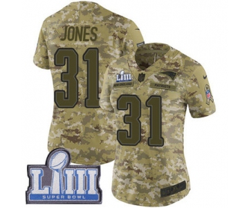 #31 Limited Jonathan Jones Camo Nike NFL Women's Jersey New England Patriots 2018 Salute to Service Super Bowl LIII Bound