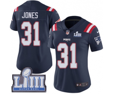 #31 Limited Jonathan Jones Navy Blue Nike NFL Women's Jersey New England Patriots Rush Vapor Untouchable Super Bowl LIII Bound