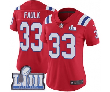 #33 Limited Kevin Faulk Red Nike NFL Alternate Women's Jersey New England Patriots Vapor Untouchable Super Bowl LIII Bound