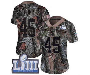 #45 Limited Donald Trump Camo Nike NFL Women's Jersey New England Patriots Rush Realtree Super Bowl LIII Bound