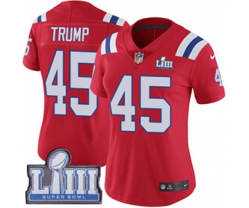 #45 Limited Donald Trump Red Nike NFL Alternate Women's Jersey New England Patriots Vapor Untouchable Super Bowl LIII Bound