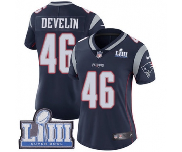 #46 Limited James Develin Navy Blue Nike NFL Home Women's Jersey New England Patriots Vapor Untouchable Super Bowl LIII Bound