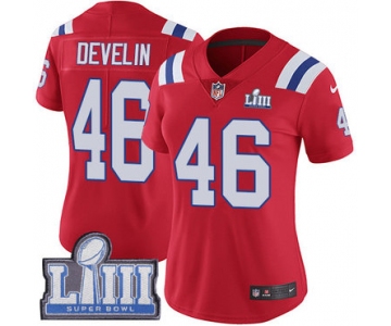 #46 Limited James Develin Red Nike NFL Alternate Women's Jersey New England Patriots Vapor Untouchable Super Bowl LIII Bound