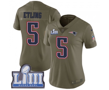 #5 Limited Danny Etling Olive Nike NFL Women's Jersey New England Patriots 2017 Salute to Service Super Bowl LIII Bound