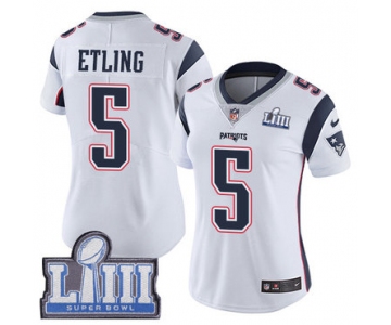 #5 Limited Danny Etling White Nike NFL Road Women's Jersey New England Patriots Vapor Untouchable Super Bowl LIII Bound