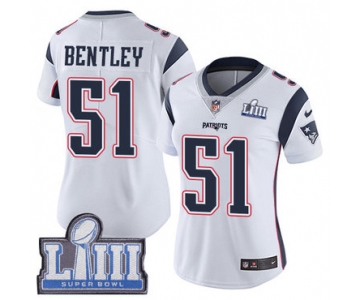 #51 Limited Ja'Whaun Bentley White Nike NFL Road Women's Jersey New England Patriots Vapor Untouchable Super Bowl LIII Bound