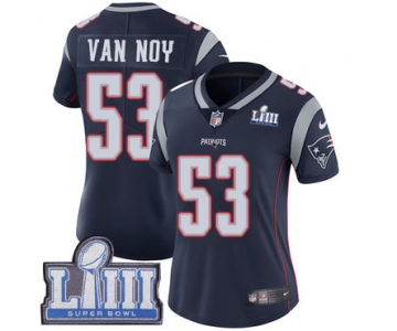 #53 Limited Kyle Van Noy Navy Blue Nike NFL Home Women's Jersey New England Patriots Vapor Untouchable Super Bowl LIII Bound