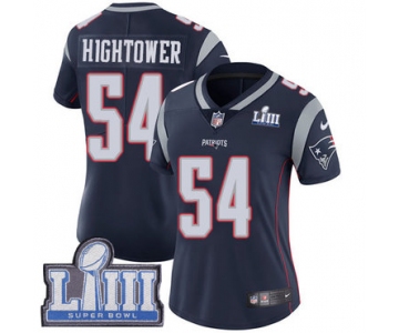 #54 Limited Dont'a Hightower Navy Blue Nike NFL Home Women's Jersey New England Patriots Vapor Untouchable Super Bowl LIII Bound