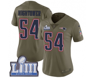 #54 Limited Dont'a Hightower Olive Nike NFL Women's Jersey New England Patriots 2017 Salute to Service Super Bowl LIII Bound