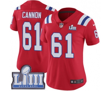 #61 Limited Marcus Cannon Red Nike NFL Alternate Women's Jersey New England Patriots Vapor Untouchable Super Bowl LIII Bound