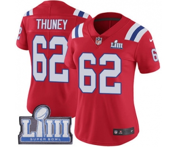 #62 Limited Joe Thuney Red Nike NFL Alternate Women's Jersey New England Patriots Vapor Untouchable Super Bowl LIII Bound