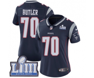 #70 Limited Adam Butler Navy Blue Nike NFL Home Women's Jersey New England Patriots Vapor Untouchable Super Bowl LIII Bound