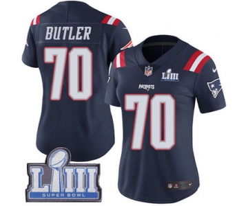 #70 Limited Adam Butler Navy Blue Nike NFL Women's Jersey New England Patriots Rush Vapor Untouchable Super Bowl LIII Bound