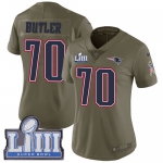 #70 Limited Adam Butler Olive Nike NFL Women's Jersey New England Patriots 2017 Salute to Service Super Bowl LIII Bound