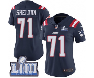 #71 Limited Danny Shelton Navy Blue Nike NFL Women's Jersey New England Patriots Rush Vapor Untouchable Super Bowl LIII Bound