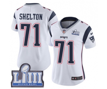 #71 Limited Danny Shelton White Nike NFL Road Women's Jersey New England Patriots Vapor Untouchable Super Bowl LIII Bound