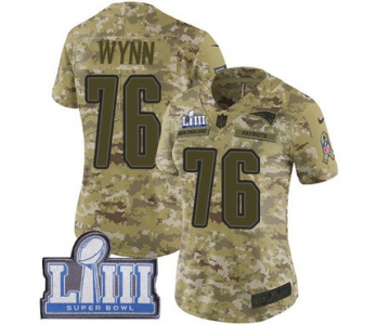 #76 Limited Isaiah Wynn Camo Nike NFL Women's Jersey New England Patriots 2018 Salute to Service Super Bowl LIII Bound