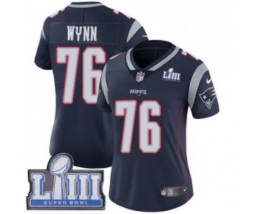 #76 Limited Isaiah Wynn Navy Blue Nike NFL Home Women's Jersey New England Patriots Vapor Untouchable Super Bowl LIII Bound