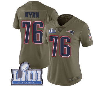 #76 Limited Isaiah Wynn Olive Nike NFL Women's Jersey New England Patriots 2017 Salute to Service Super Bowl LIII Bound