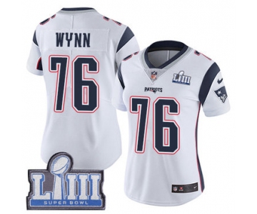 #76 Limited Isaiah Wynn White Nike NFL Road Women's Jersey New England Patriots Vapor Untouchable Super Bowl LIII Bound