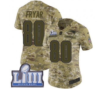 #80 Limited Irving Fryar Camo Nike NFL Women's Jersey New England Patriots 2018 Salute to Service Super Bowl LIII Bound