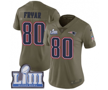 #80 Limited Irving Fryar Olive Nike NFL Women's Jersey New England Patriots 2017 Salute to Service Super Bowl LIII Bound