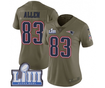 #83 Limited Dwayne Allen Olive Nike NFL Women's Jersey New England Patriots 2017 Salute to Service Super Bowl LIII Bound