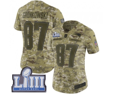 #87 Limited Rob Gronkowski Camo Nike NFL Women's Jersey New England Patriots 2018 Salute to Service Super Bowl LIII Bound
