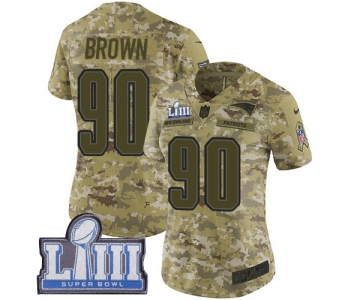#90 Limited Malcom Brown Camo Nike NFL Women's Jersey New England Patriots 2018 Salute to Service Super Bowl LIII Bound