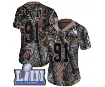 #91 Limited Deatrich Wise Jr Camo Nike NFL Women's Jersey New England Patriots Rush Realtree Super Bowl LIII Bound