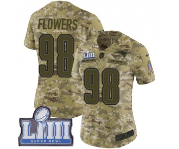 #98 Limited Trey Flowers Camo Nike NFL Women's Jersey New England Patriots 2018 Salute to Service Super Bowl LIII Bound