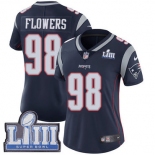 #98 Limited Trey Flowers Navy Blue Nike NFL Home Women's Jersey New England Patriots Vapor Untouchable Super Bowl LIII Bound