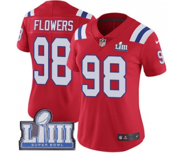 #98 Limited Trey Flowers Red Nike NFL Alternate Women's Jersey New England Patriots Vapor Untouchable Super Bowl LIII Bound