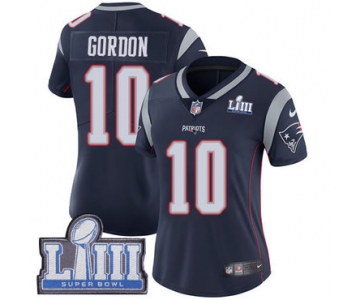 Women's New England Patriots #10 Josh Gordon Navy Blue Nike NFL Home Vapor Untouchable Super Bowl LIII Bound Limited Jersey