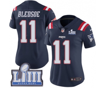 Women's New England Patriots #11 Drew Bledsoe Navy Blue Nike NFL Rush Vapor Untouchable Super Bowl LIII Bound Limited Jersey