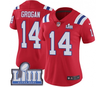 Women's New England Patriots #14 Steve Grogan Red Nike NFL Alternate Vapor Untouchable Super Bowl LIII Bound Limited Jersey