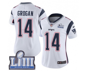 Women's New England Patriots #14 Steve Grogan White Nike NFL Road Vapor Untouchable Super Bowl LIII Bound Limited Jersey