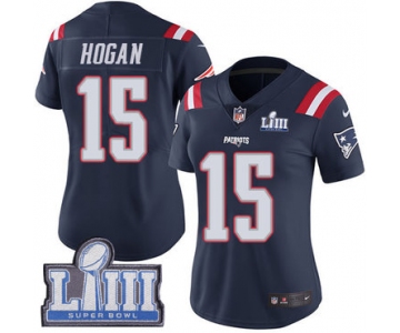 Women's New England Patriots #15 Chris Hogan Navy Blue Nike NFL Rush Vapor Untouchable Super Bowl LIII Bound Limited Jersey