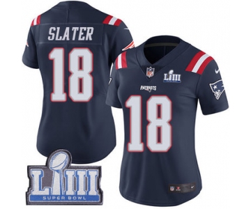 Women's New England Patriots #18 Matthew Slater Navy Blue Nike NFL Rush Vapor Untouchable Super Bowl LIII Bound Limited Jersey