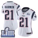 Women's New England Patriots #21 Duron Harmon White Nike NFL Road Vapor Untouchable Super Bowl LIII Bound Limited Jersey