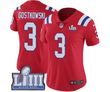 Women's New England Patriots #3 Stephen Gostkowski Red Nike NFL Alternate Vapor Untouchable Super Bowl LIII Bound Limited Jersey