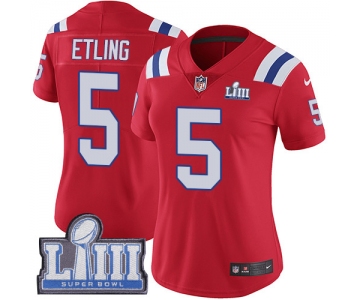 Women's New England Patriots #5 Danny Etling Red Nike NFL Alternate Vapor Untouchable Super Bowl LIII Bound Limited Jersey