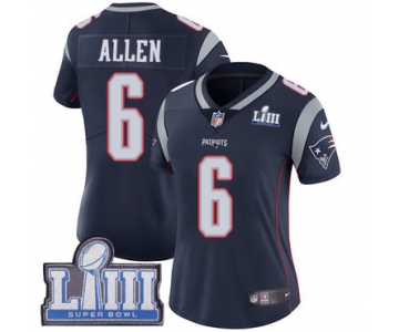 Women's New England Patriots #6 Ryan Allen Navy Blue Nike NFL Home Vapor Untouchable Super Bowl LIII Bound Limited Jersey