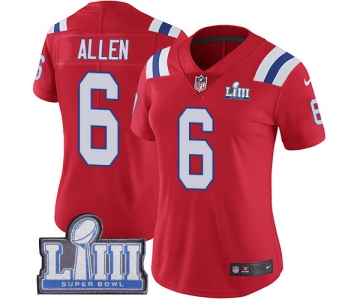 Women's New England Patriots #6 Ryan Allen Red Nike NFL Alternate Vapor Untouchable Super Bowl LIII Bound Limited Jersey
