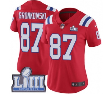 Women's New England Patriots #87 Rob Gronkowski Red Nike NFL Alternate Vapor Untouchable Super Bowl LIII Bound Limited Jersey