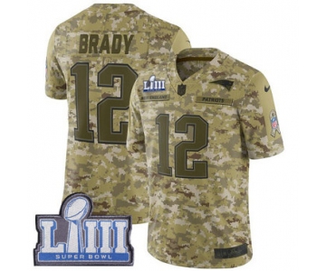 #12 Limited Tom Brady Camo Nike NFL Youth Jersey New England Patriots 2018 Salute to Service Super Bowl LIII Bound