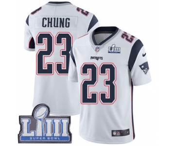 #23 Limited Patrick Chung White Nike NFL Road Youth Jersey New England Patriots Vapor Untouchable Super Bowl LIII Bound