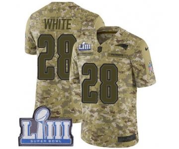 #28 Limited James White Camo Nike NFL Youth Jersey New England Patriots 2018 Salute to Service Super Bowl LIII Bound