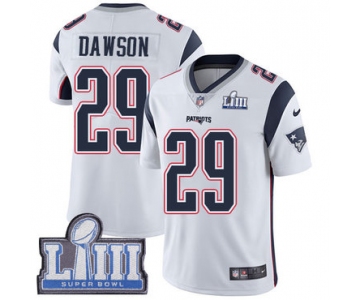 #29 Limited Duke Dawson White Nike NFL Road Youth Jersey New England Patriots Vapor Untouchable Super Bowl LIII Bound